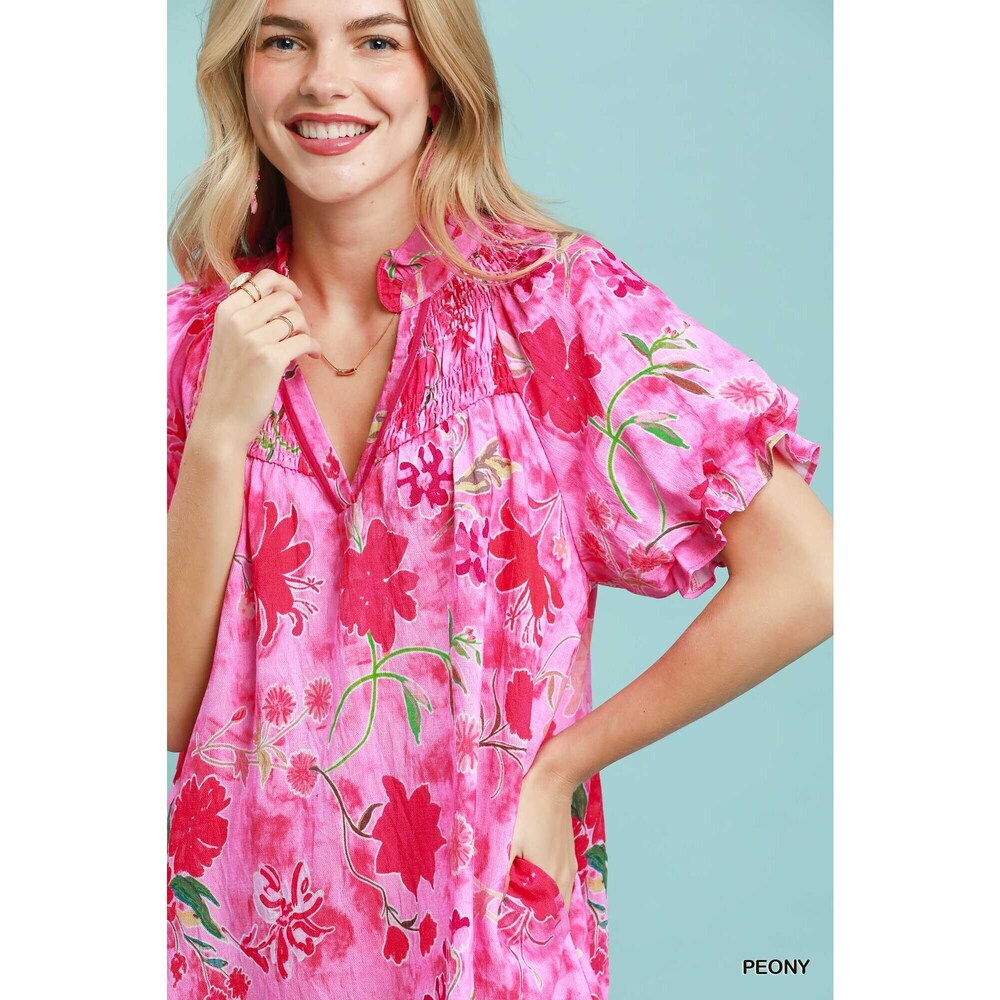 Umgee Floral Ruffle Hem Mini Dress - Picture 5 of 5